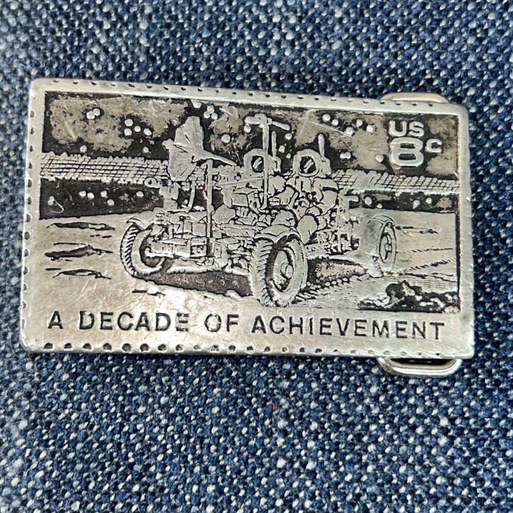 Postal Commemorative United States In Space 1971 Pewter Belt Buckle 2 7/8”